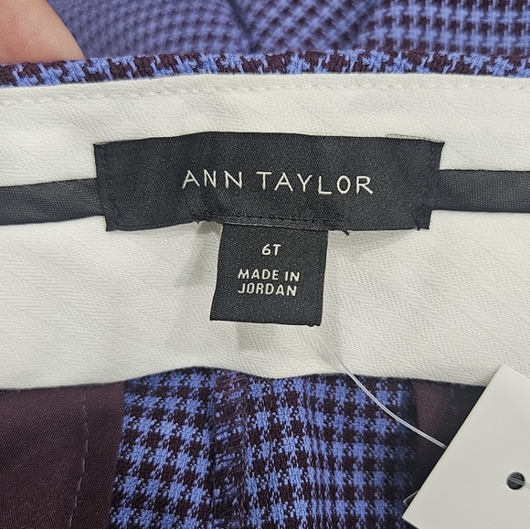 Ann Taylor- Eva Purple Houndstooth Straight Leg Dress Pants, Classy, Size 6 Tall - Picture 5 of 7